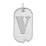 14kw Polished Letter V Initial Dog Tag Pendant
