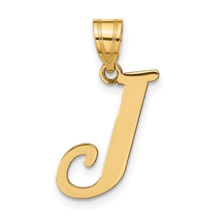 14k Polished Letter J Initial Pendant