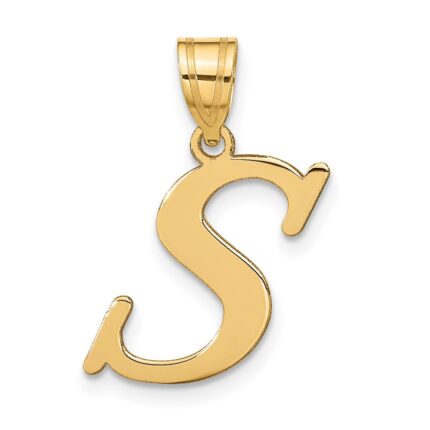 14k Polished Letter S Initial Pendant
