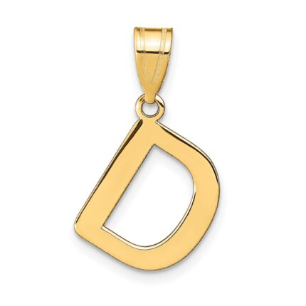 14k Polished Bubble Letter D Initial Pendant