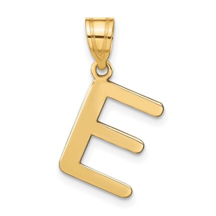 14k Polished Bubble Letter E Initial Pendant