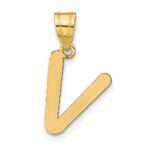14k Polished Bubble Letter V Initial Pendant