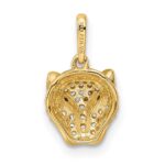 14K Polished Green and White CZ Lioness Head Pendant - Image 4