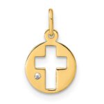 14K Polished CZ Circle Cross Pendant - Image 4