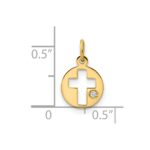 14K Polished CZ Circle Cross Pendant - Image 3