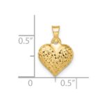 14k Polished Diamond-cut Medium Puffed Heart Pendant - Image 3