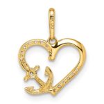 14k CZ Heart with Anchor Pendant - Image 4