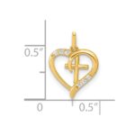 14K Polished Open Heart with Cross and CZ Pendant - Image 3