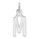 14K White Gold  Slanted Block Letter M Initial Charm