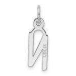 14K White Gold  Slanted Block Letter N Initial Charm - Image 3