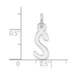 14K White Gold  Slanted Block Letter S Initial Charm - Image 4