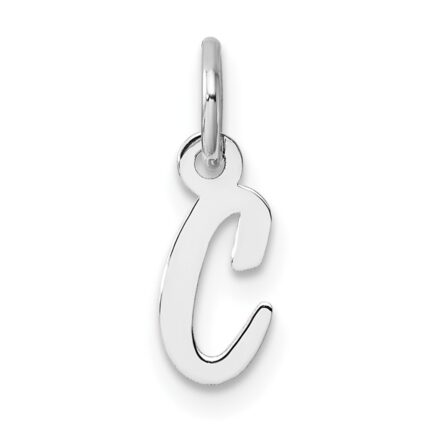 14k White Gold Small Script Letter C Initial Charm