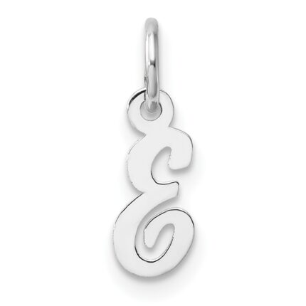 14k White Gold Small Script Letter E Initial Charm