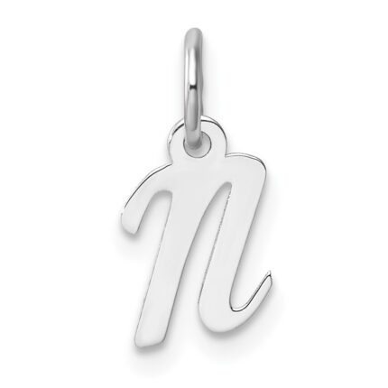 14k White Gold Small Script Letter N Initial Charm