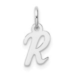 14k White Gold Small Script Letter R Initial Charm