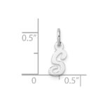 14k White Gold Small Script Letter S Initial Charm - Image 4