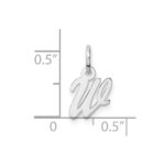 14k White Gold Small Script Letter W Initial Charm - Image 4