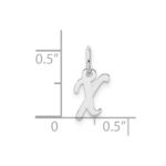 14k White Gold Small Script Letter X Initial Charm - Image 4