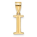 14k Polished Etched Letter I Initial Pendant