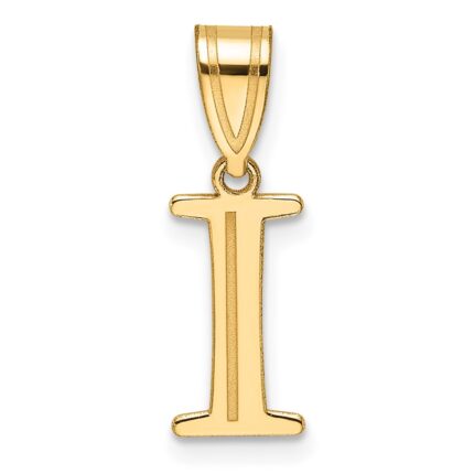 14k Polished Etched Letter I Initial Pendant