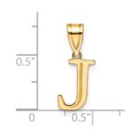 14k Polished Etched Letter J Initial Pendant - Image 4