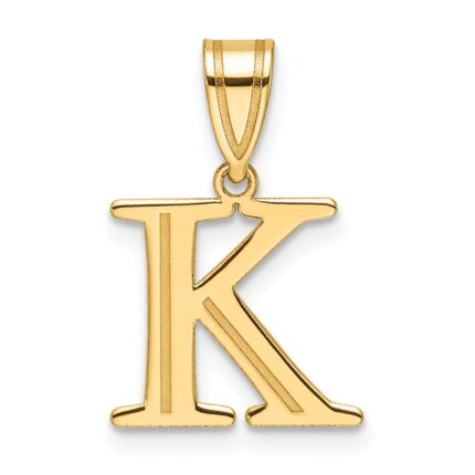 14k Polished Etched Letter K Initial Pendant
