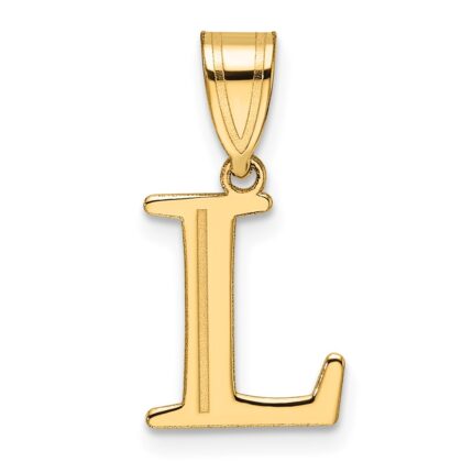 14k Polished Etched Letter L Initial Pendant