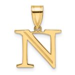 14k Polished Etched Letter N Initial Pendant