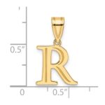 14k Polished Etched Letter R Initial Pendant - Image 4