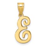 14K Script Letter E Initial Pendant