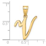 14K Script Letter V Initial Pendant - Image 4