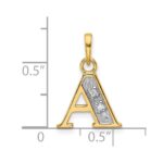 14K with Rhodium Diamond Letter A Initial Pendant - Image 4