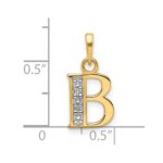 14K with Rhodium Diamond Letter B Initial Pendant - Image 4