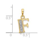 14K with Rhodium Diamond Letter F Initial Pendant - Image 4