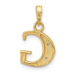 14K with Rhodium Diamond Letter G Initial Pendant - Image 3