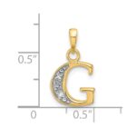 14K with Rhodium Diamond Letter G Initial Pendant - Image 4