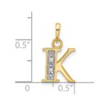 14K with Rhodium Diamond Letter K Initial Pendant - Image 4