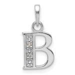 14K White Gold Diamond Letter B Initial Pendant