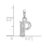 14K White Gold Diamond Letter P Initial Pendant - Image 4