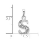 14K White Gold Diamond Letter S Initial Pendant - Image 4