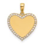 14k Polished CZ Engravable Heart Pendant
