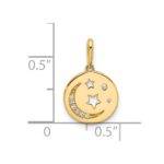 14k Polished CZ Moon and Stars in Disc Pendant - Image 4