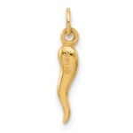 14k Polished Hollow  3-D Italian Horn Pendant - Image 3