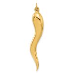 14k Polished Hollow 3-D Italian Horn Pendant - Image 3