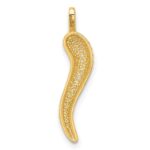 14k Polished CZ Large Italian Horn Pendant - Image 3