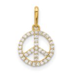 14k Polished CZ Peace Sign Pendant