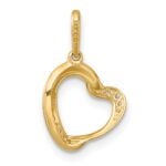 14k Polished CZ Fancy Open Heart Charm / Pendant - Image 3