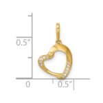 14k Polished CZ Fancy Open Heart Charm / Pendant - Image 4