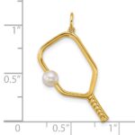 14k Polished Freshwater Cultured Pearl Ball and Pickleball Paddle Pendant - Image 4