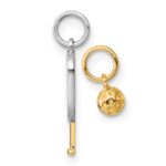 14k with White Rhodium Polished Pickleball Paddle and Ball 2-Piece Charm Pendant Set - Image 2